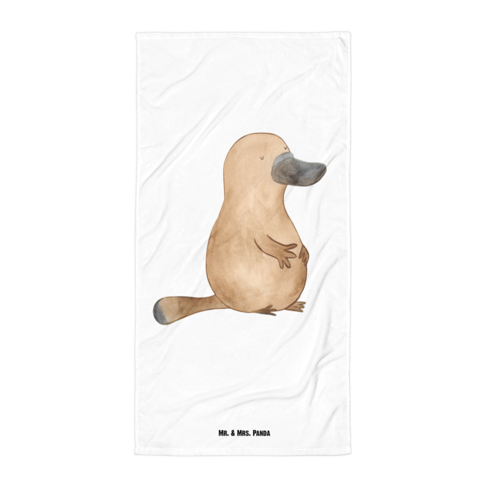 XL Badehandtuch Schnabeltier mutig Handtuch, Badetuch, Duschtuch, Strandtuch, Saunatuch, Meerestiere, Meer, Urlaub, Schnabeltier, Mut, mutig, Lebensweisheit, Schnabeltiere, Motivation, Training, Büro, Arbeit, Neuanfang, Neustart, Weltreise, Raodtrip