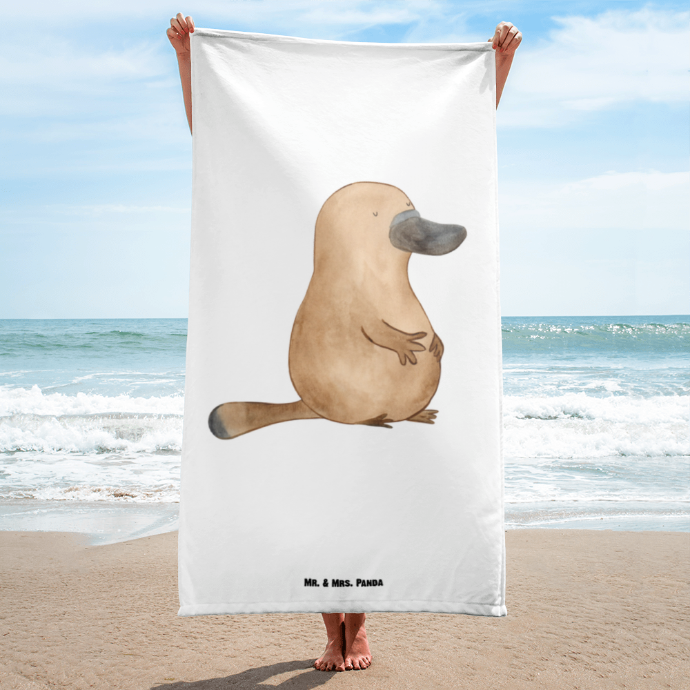 XL Badehandtuch Schnabeltier mutig Handtuch, Badetuch, Duschtuch, Strandtuch, Saunatuch, Meerestiere, Meer, Urlaub, Schnabeltier, Mut, mutig, Lebensweisheit, Schnabeltiere, Motivation, Training, Büro, Arbeit, Neuanfang, Neustart, Weltreise, Raodtrip