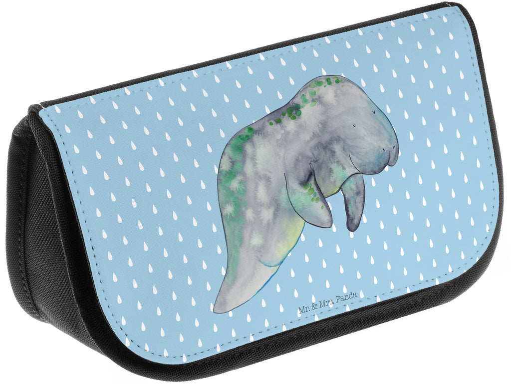 Kosmetiktasche Seekuh chillt Kosmetikbeutel, Kulturtasche, Kulturbeutel, Schminktasche, Make-Up Tasche, Meerestiere, Meer, Urlaub, Seekuh, Seekühe, Diät, Abnehmen, Zucker, Diätwahn, Essen, Süßigkeiten