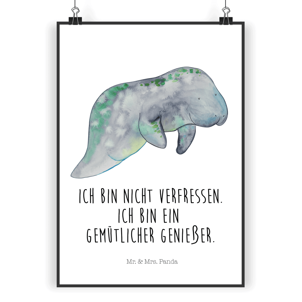 Poster Seekuh chillt Poster, Wandposter, Bild, Wanddeko, Küchenposter, Kinderposter, Wanddeko Bild, Raumdekoration, Wanddekoration, Handgemaltes Poster, Mr. & Mrs. Panda Poster, Designposter, Kunstdruck, Posterdruck, Meerestiere, Meer, Urlaub, Seekuh, Seekühe, Diät, Abnehmen, Zucker, Diätwahn, Essen, Süßigkeiten