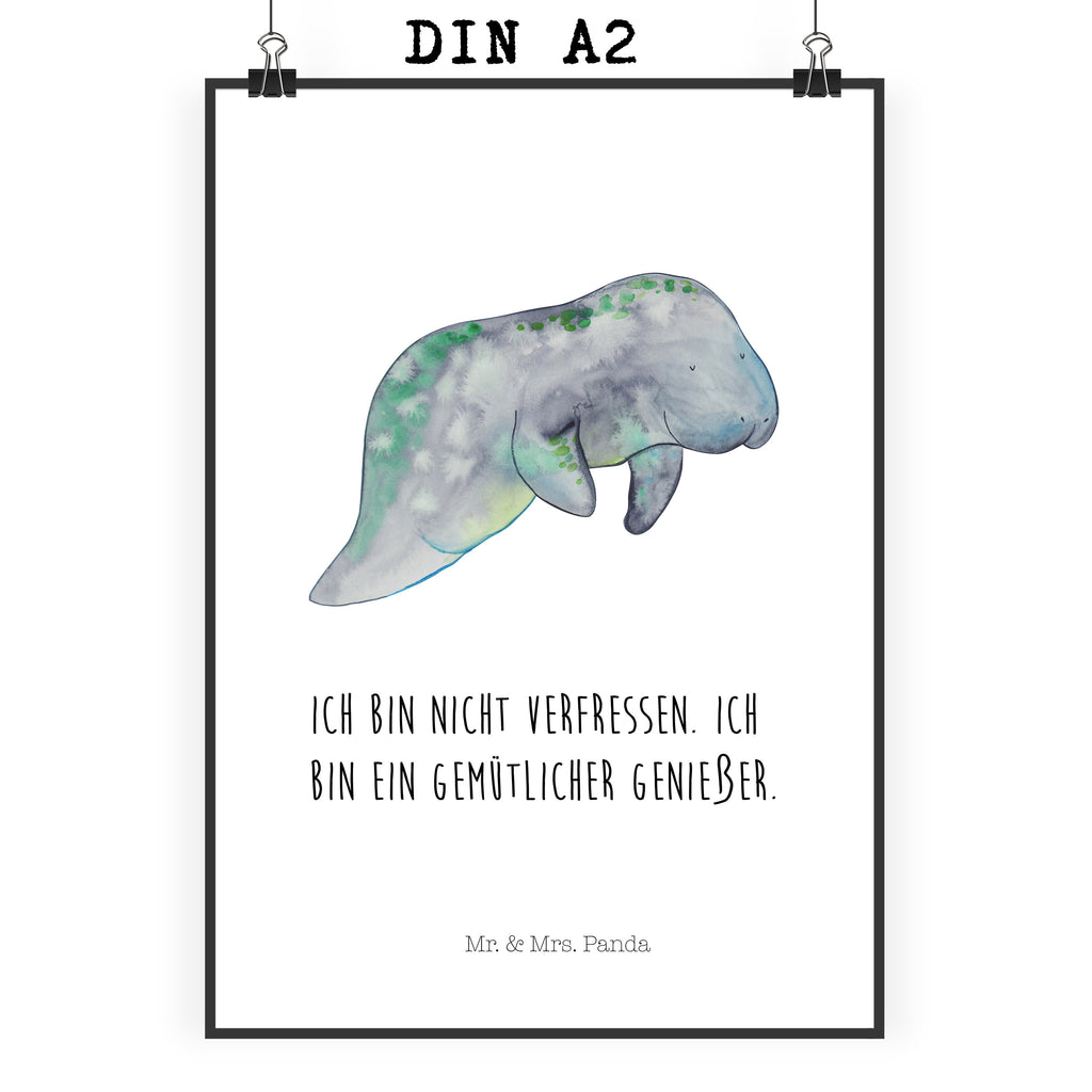 Poster Seekuh chillt Poster, Wandposter, Bild, Wanddeko, Küchenposter, Kinderposter, Wanddeko Bild, Raumdekoration, Wanddekoration, Handgemaltes Poster, Mr. & Mrs. Panda Poster, Designposter, Kunstdruck, Posterdruck, Meerestiere, Meer, Urlaub, Seekuh, Seekühe, Diät, Abnehmen, Zucker, Diätwahn, Essen, Süßigkeiten