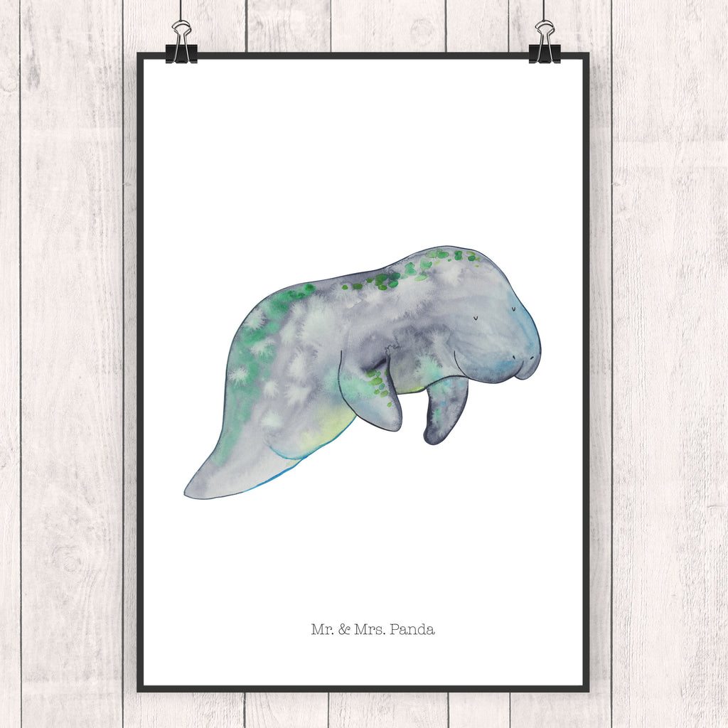 Poster Seekuh chillt Poster, Wandposter, Bild, Wanddeko, Küchenposter, Kinderposter, Wanddeko Bild, Raumdekoration, Wanddekoration, Handgemaltes Poster, Mr. & Mrs. Panda Poster, Designposter, Kunstdruck, Posterdruck, Meerestiere, Meer, Urlaub, Seekuh, Seekühe, Diät, Abnehmen, Zucker, Diätwahn, Essen, Süßigkeiten