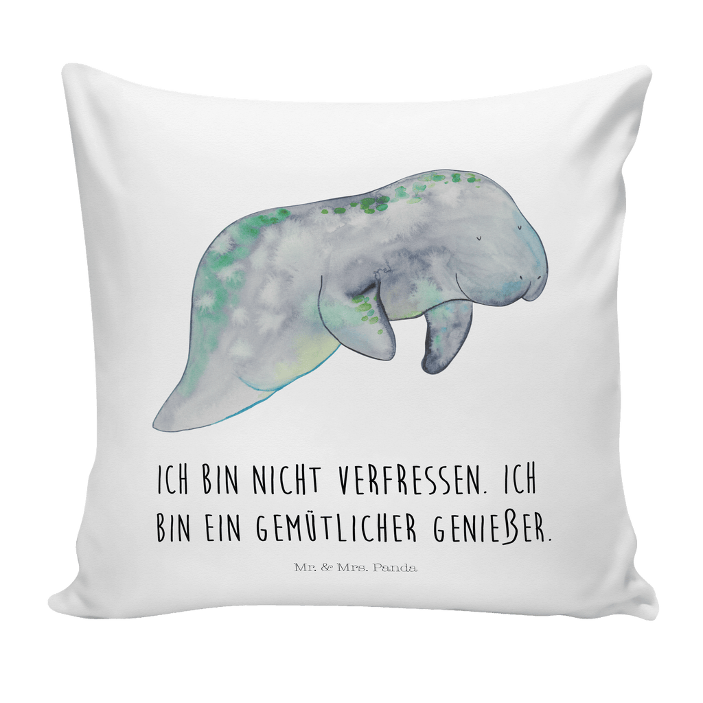 40x40 Kissen Seekuh chillt Kissenhülle, Kopfkissen, Sofakissen, Dekokissen, Motivkissen, Meerestiere, Meer, Urlaub, Seekuh, Seekühe, Diät, Abnehmen, Zucker, Diätwahn, Essen, Süßigkeiten