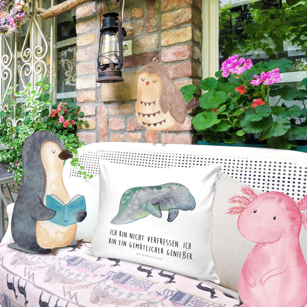 40x40 Kissen Seekuh chillt Kissenhülle, Kopfkissen, Sofakissen, Dekokissen, Motivkissen, Meerestiere, Meer, Urlaub, Seekuh, Seekühe, Diät, Abnehmen, Zucker, Diätwahn, Essen, Süßigkeiten