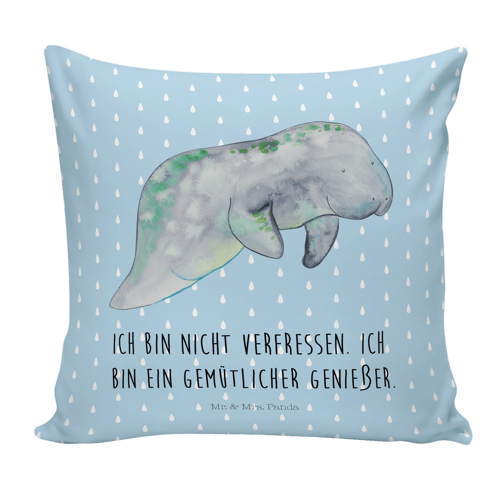 40x40 Kissen Seekuh chillt Kissenhülle, Kopfkissen, Sofakissen, Dekokissen, Motivkissen, Meerestiere, Meer, Urlaub, Seekuh, Seekühe, Diät, Abnehmen, Zucker, Diätwahn, Essen, Süßigkeiten