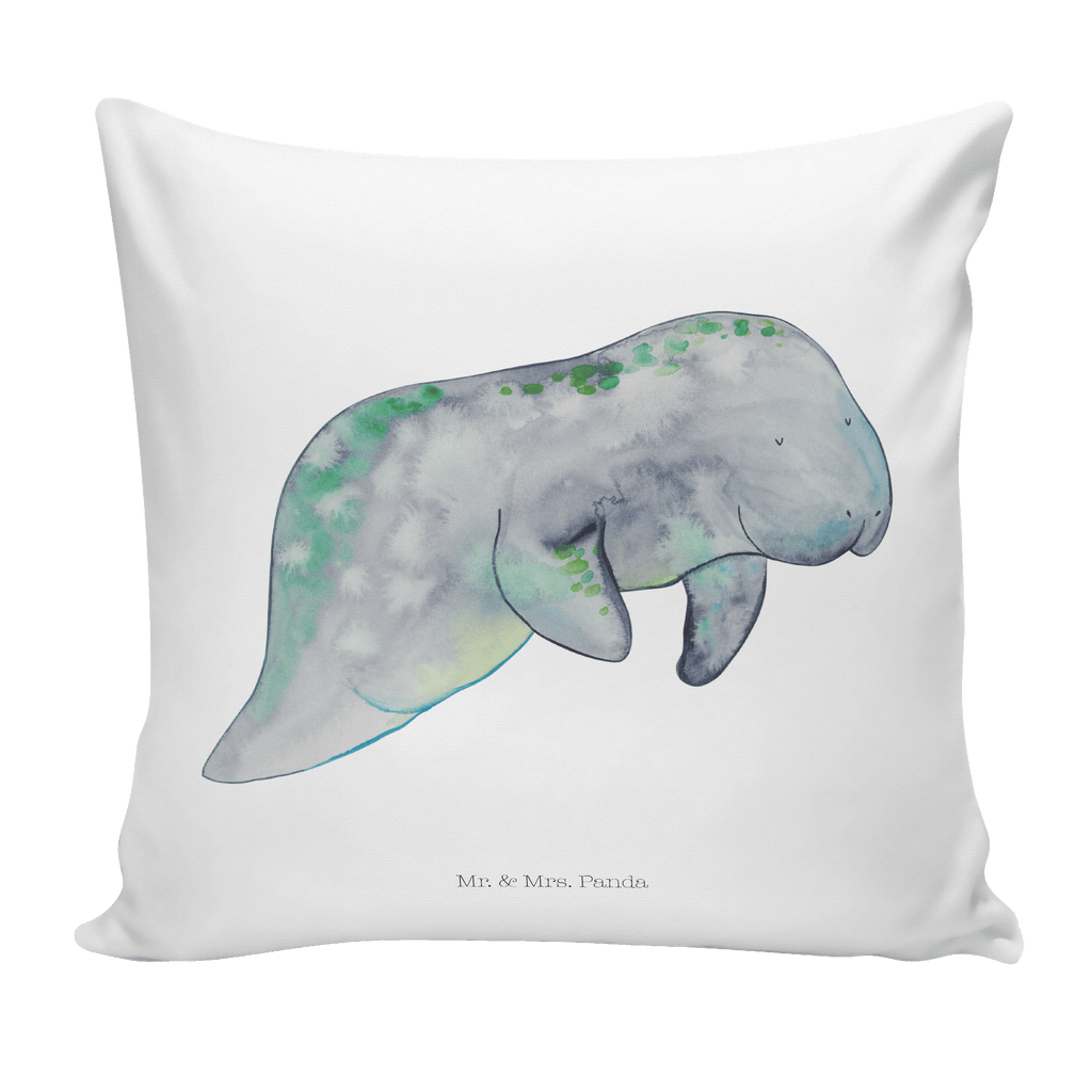 40x40 Kissen Seekuh chillt Kissenhülle, Kopfkissen, Sofakissen, Dekokissen, Motivkissen, Meerestiere, Meer, Urlaub, Seekuh, Seekühe, Diät, Abnehmen, Zucker, Diätwahn, Essen, Süßigkeiten