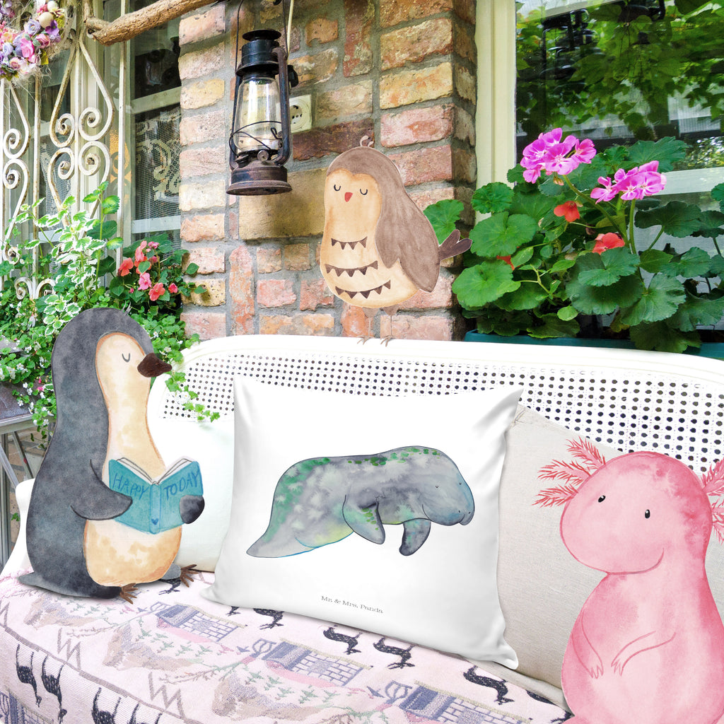 40x40 Kissen Seekuh chillt Kissenhülle, Kopfkissen, Sofakissen, Dekokissen, Motivkissen, Meerestiere, Meer, Urlaub, Seekuh, Seekühe, Diät, Abnehmen, Zucker, Diätwahn, Essen, Süßigkeiten