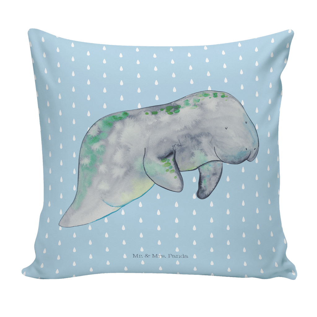 40x40 Kissen Seekuh chillt Kissenhülle, Kopfkissen, Sofakissen, Dekokissen, Motivkissen, Meerestiere, Meer, Urlaub, Seekuh, Seekühe, Diät, Abnehmen, Zucker, Diätwahn, Essen, Süßigkeiten