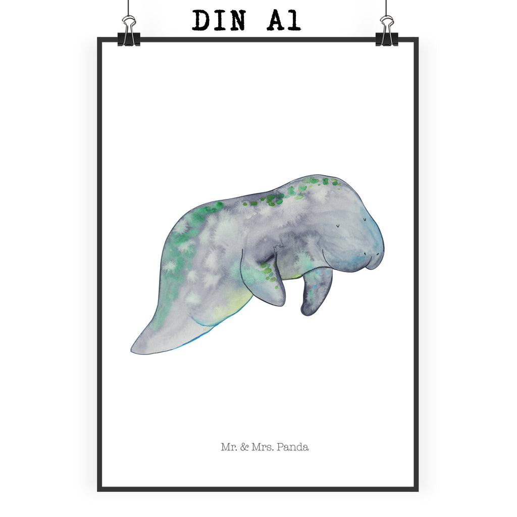 Poster Seekuh chillt Poster, Wandposter, Bild, Wanddeko, Küchenposter, Kinderposter, Wanddeko Bild, Raumdekoration, Wanddekoration, Handgemaltes Poster, Mr. & Mrs. Panda Poster, Designposter, Kunstdruck, Posterdruck, Meerestiere, Meer, Urlaub, Seekuh, Seekühe, Diät, Abnehmen, Zucker, Diätwahn, Essen, Süßigkeiten