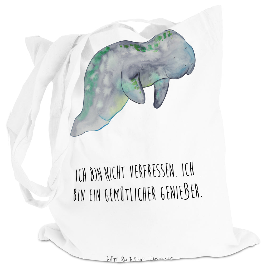 Tragetasche Seekuh chillt Beuteltasche, Beutel, Einkaufstasche, Jutebeutel, Stoffbeutel, Meerestiere, Meer, Urlaub, Seekuh, Seekühe, Diät, Abnehmen, Zucker, Diätwahn, Essen, Süßigkeiten