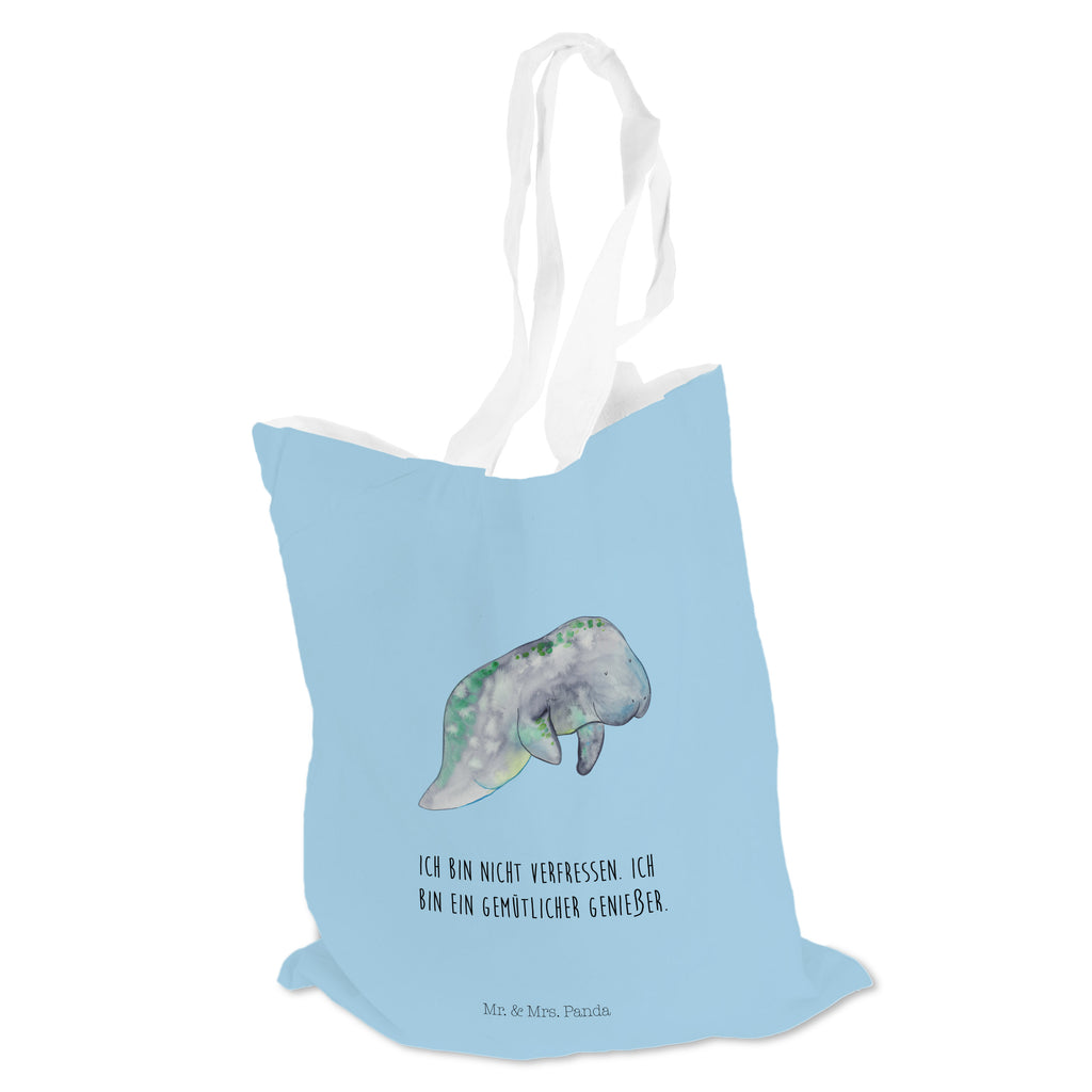 Tragetasche Seekuh chillt Beuteltasche, Beutel, Einkaufstasche, Jutebeutel, Stoffbeutel, Meerestiere, Meer, Urlaub, Seekuh, Seekühe, Diät, Abnehmen, Zucker, Diätwahn, Essen, Süßigkeiten