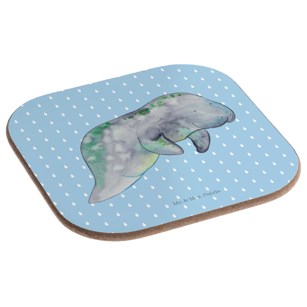 Quadratische Untersetzer Seekuh chillt Bierdeckel, Glasuntersetzer, Untersetzer Gläser, Getränkeuntersetzer, Meerestiere, Meer, Urlaub, Seekuh, Seekühe, Diät, Abnehmen, Zucker, Diätwahn, Essen, Süßigkeiten