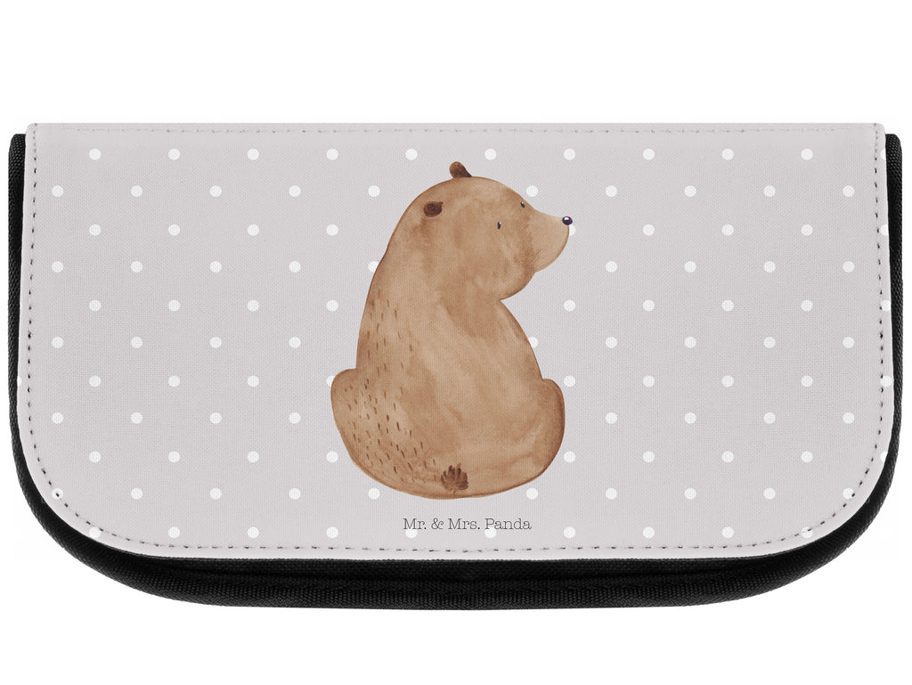 Kosmetiktasche Bär Schulterblick Kosmetikbeutel, Kulturtasche, Kulturbeutel, Schminktasche, Make-Up Tasche, Bär, Teddy, Teddybär, Selbstachtung, Weltansicht, Motivation, Bären, Bärenliebe, Weisheit