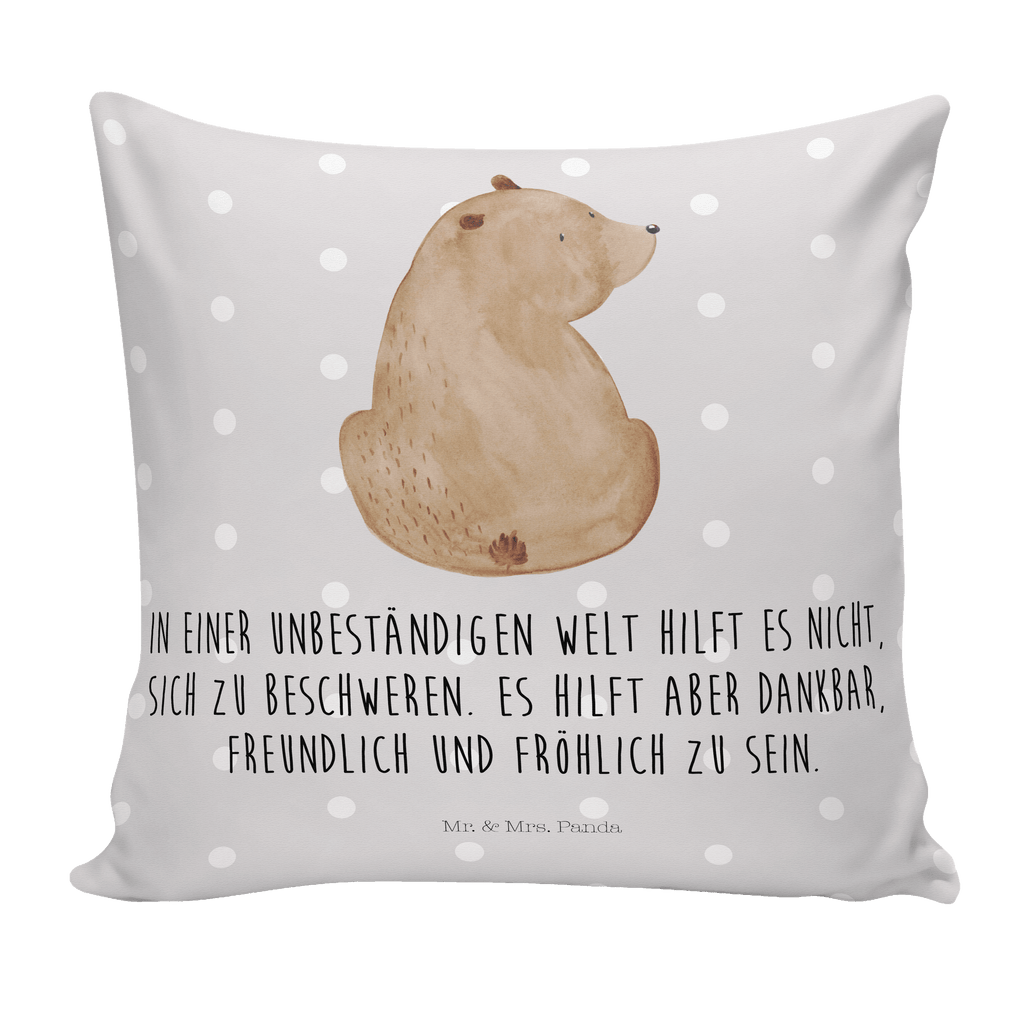 40x40 Kissen Bär Schulterblick Kissenhülle, Kopfkissen, Sofakissen, Dekokissen, Motivkissen, Bär, Teddy, Teddybär, Selbstachtung, Weltansicht, Motivation, Bären, Bärenliebe, Weisheit