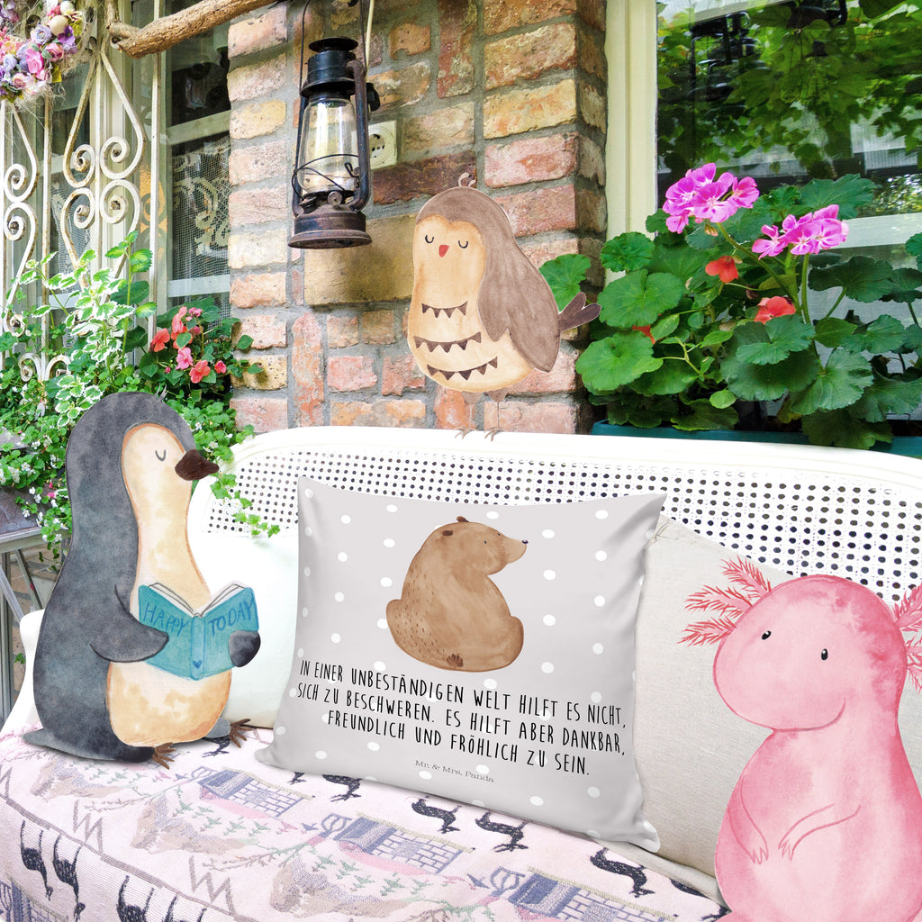 40x40 Kissen Bär Schulterblick Kissenhülle, Kopfkissen, Sofakissen, Dekokissen, Motivkissen, Bär, Teddy, Teddybär, Selbstachtung, Weltansicht, Motivation, Bären, Bärenliebe, Weisheit