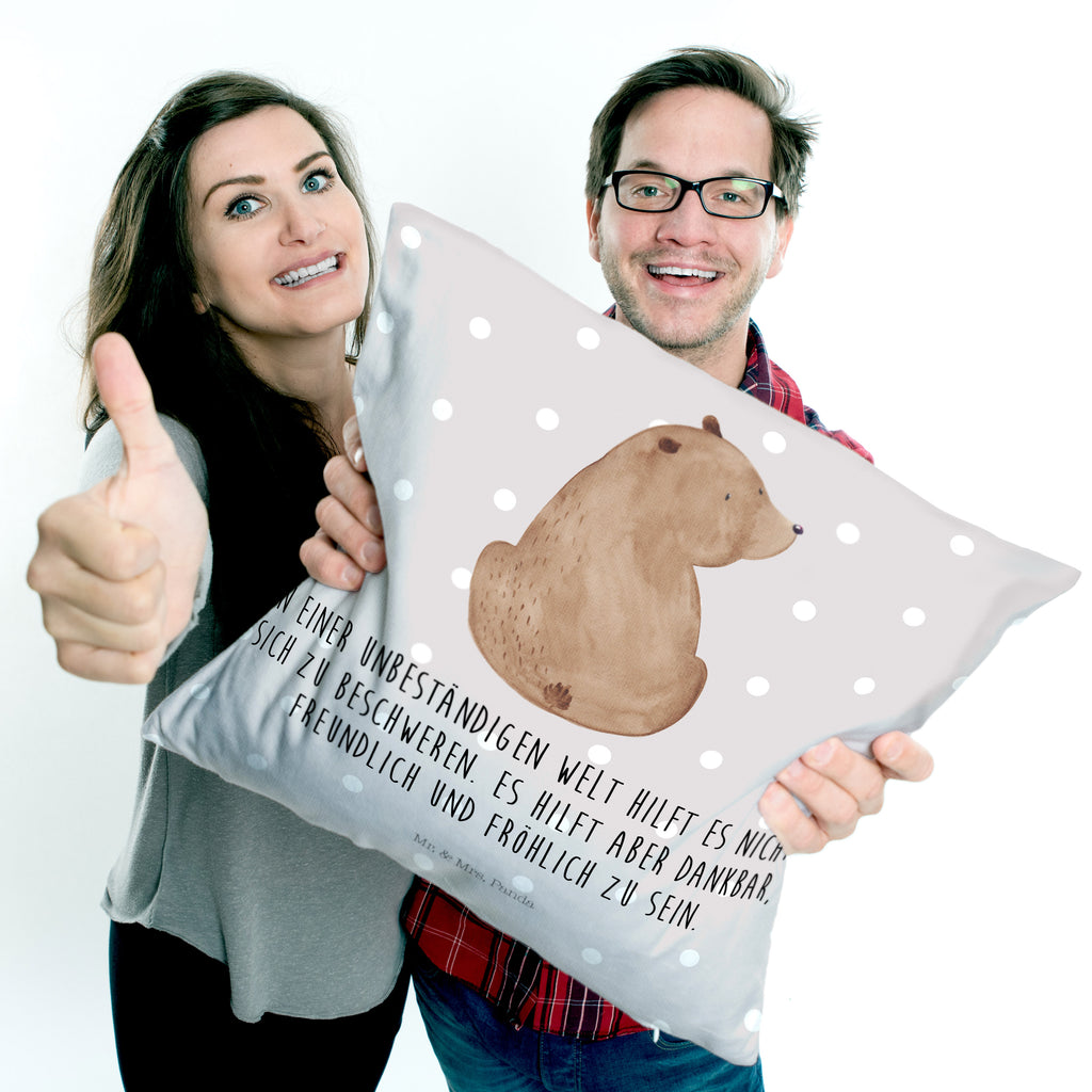 40x40 Kissen Bär Schulterblick Kissenhülle, Kopfkissen, Sofakissen, Dekokissen, Motivkissen, Bär, Teddy, Teddybär, Selbstachtung, Weltansicht, Motivation, Bären, Bärenliebe, Weisheit