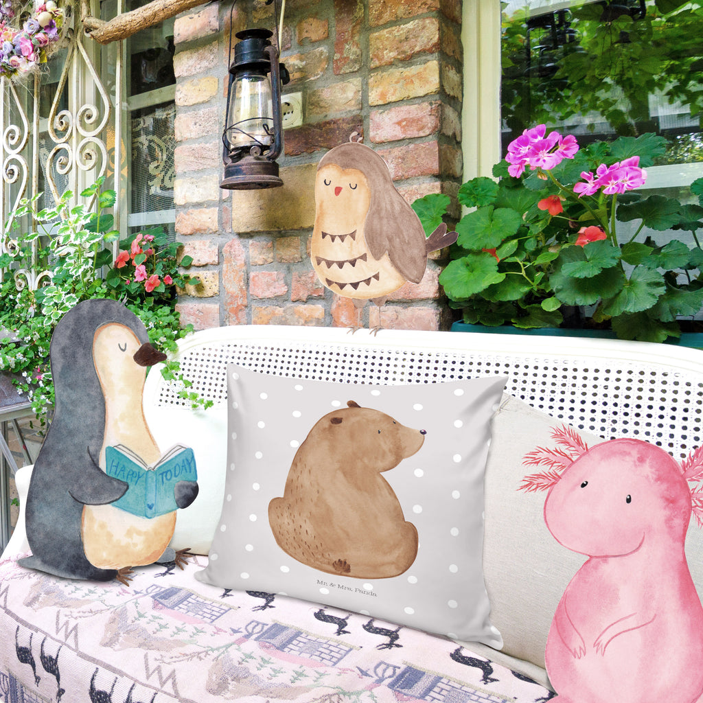 40x40 Kissen Bär Schulterblick Kissenhülle, Kopfkissen, Sofakissen, Dekokissen, Motivkissen, Bär, Teddy, Teddybär, Selbstachtung, Weltansicht, Motivation, Bären, Bärenliebe, Weisheit