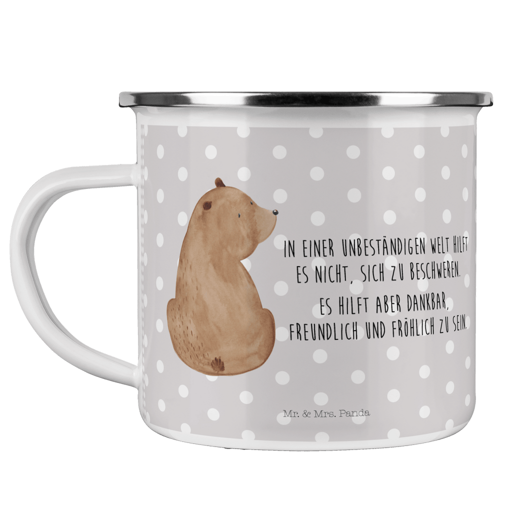 Camping Emaille Tasse Bär Schulterblick Campingtasse, Trinkbecher, Metalltasse, Outdoor Tasse, Emaille Trinkbecher, Blechtasse Outdoor, Emaille Campingbecher, Edelstahl Trinkbecher, Metalltasse für Camping, Kaffee Blechtasse, Camping Tasse Metall, Bär, Teddy, Teddybär, Selbstachtung, Weltansicht, Motivation, Bären, Bärenliebe, Weisheit