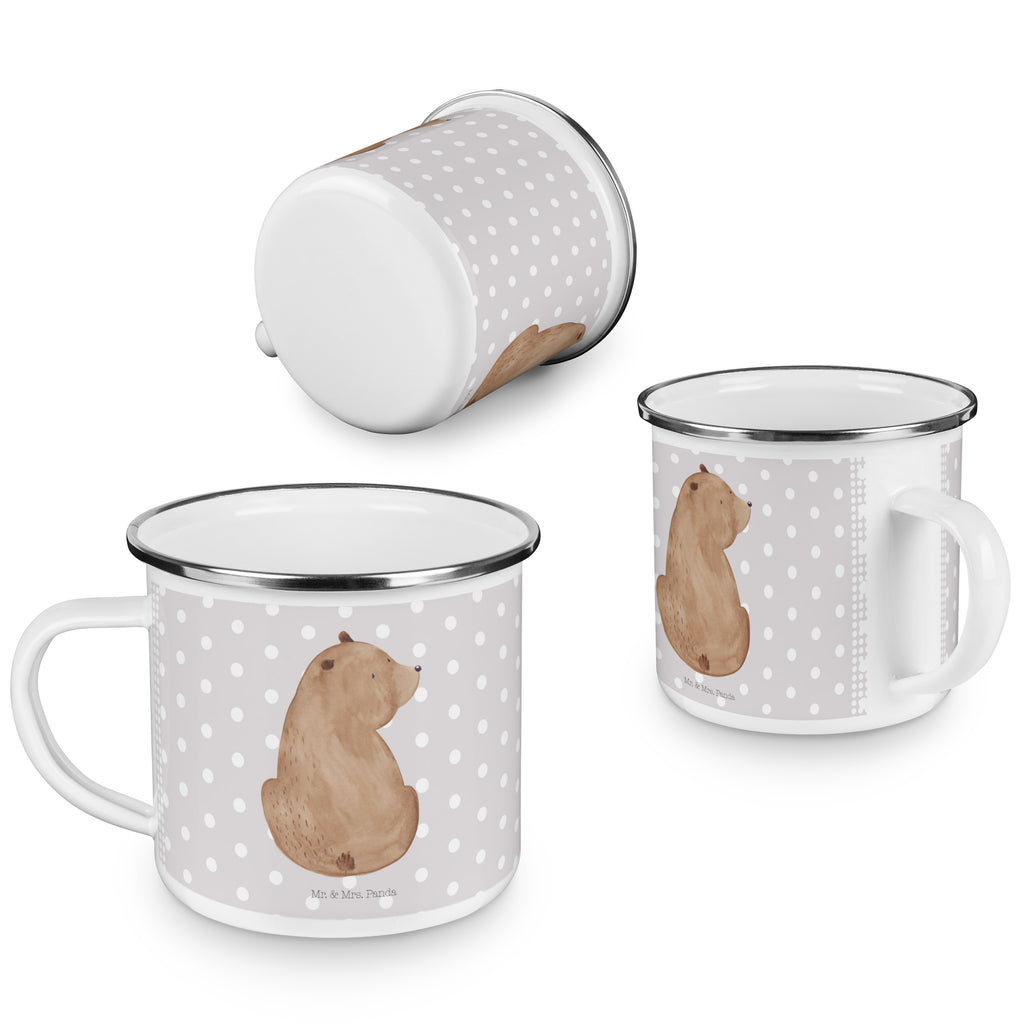 Camping Emaille Tasse Bär Schulterblick Campingtasse, Trinkbecher, Metalltasse, Outdoor Tasse, Emaille Trinkbecher, Blechtasse Outdoor, Emaille Campingbecher, Edelstahl Trinkbecher, Metalltasse für Camping, Kaffee Blechtasse, Camping Tasse Metall, Bär, Teddy, Teddybär, Selbstachtung, Weltansicht, Motivation, Bären, Bärenliebe, Weisheit