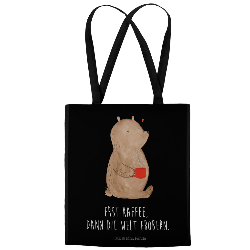 Tragetasche Bär Kaffee Beuteltasche, Beutel, Einkaufstasche, Jutebeutel, Stoffbeutel, Bär, Teddy, Teddybär, Kaffee, Coffee, Bären, guten Morgen, Morgenroutine, Welt erobern, Welt retten, Motivation