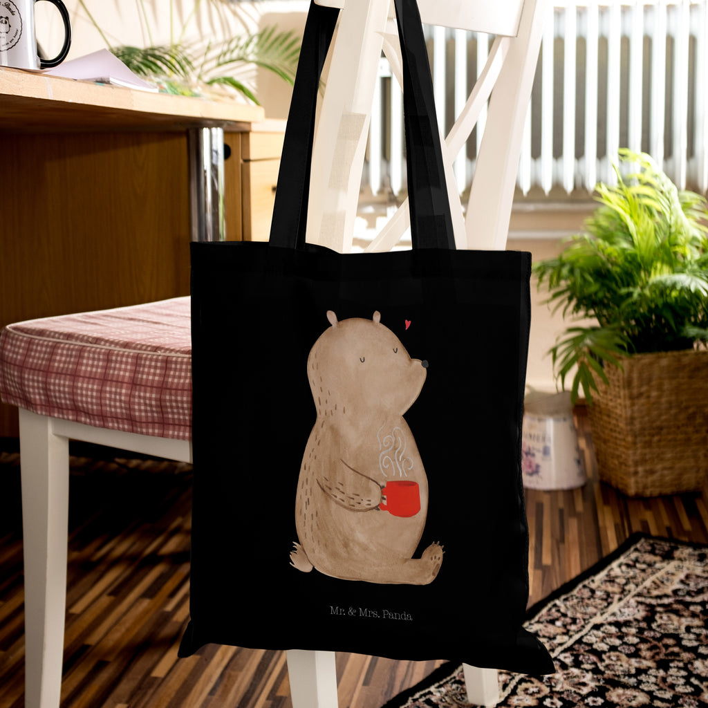 Tragetasche Bär Kaffee Beuteltasche, Beutel, Einkaufstasche, Jutebeutel, Stoffbeutel, Bär, Teddy, Teddybär, Kaffee, Coffee, Bären, guten Morgen, Morgenroutine, Welt erobern, Welt retten, Motivation
