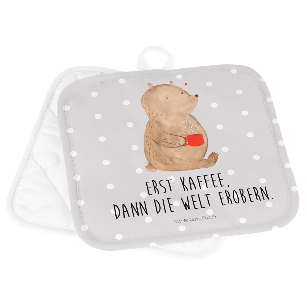 2er Set Topflappen  Bär Kaffee Topflappen, Topfuntersetzer, Ofenhandschuh, Topflappen Set, Topflappen lustig, Topflappen mit Spruch, Bär, Teddy, Teddybär, Kaffee, Coffee, Bären, guten Morgen, Morgenroutine, Welt erobern, Welt retten, Motivation