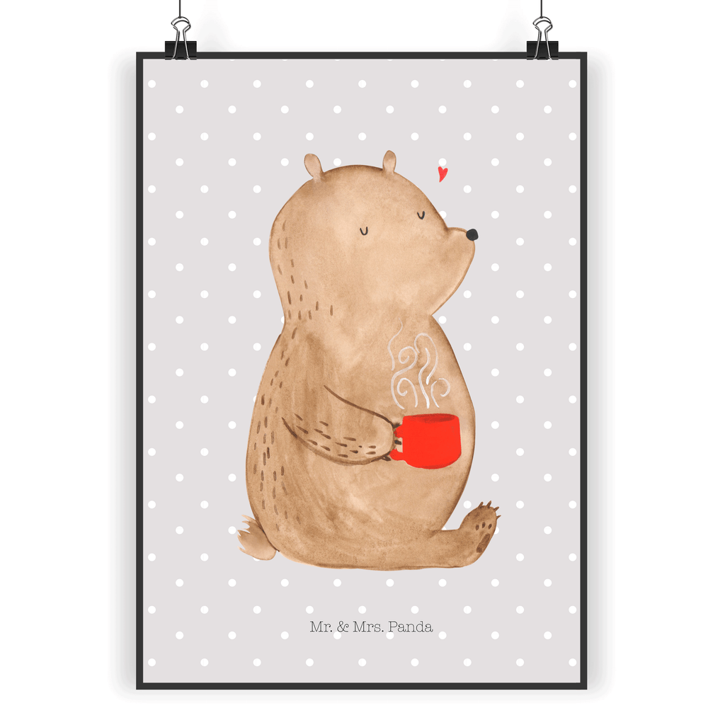 Poster Bär Kaffee Poster, Wandposter, Bild, Wanddeko, Küchenposter, Kinderposter, Wanddeko Bild, Raumdekoration, Wanddekoration, Handgemaltes Poster, Mr. & Mrs. Panda Poster, Designposter, Kunstdruck, Posterdruck, Bär, Teddy, Teddybär, Kaffee, Coffee, Bären, guten Morgen, Morgenroutine, Welt erobern, Welt retten, Motivation