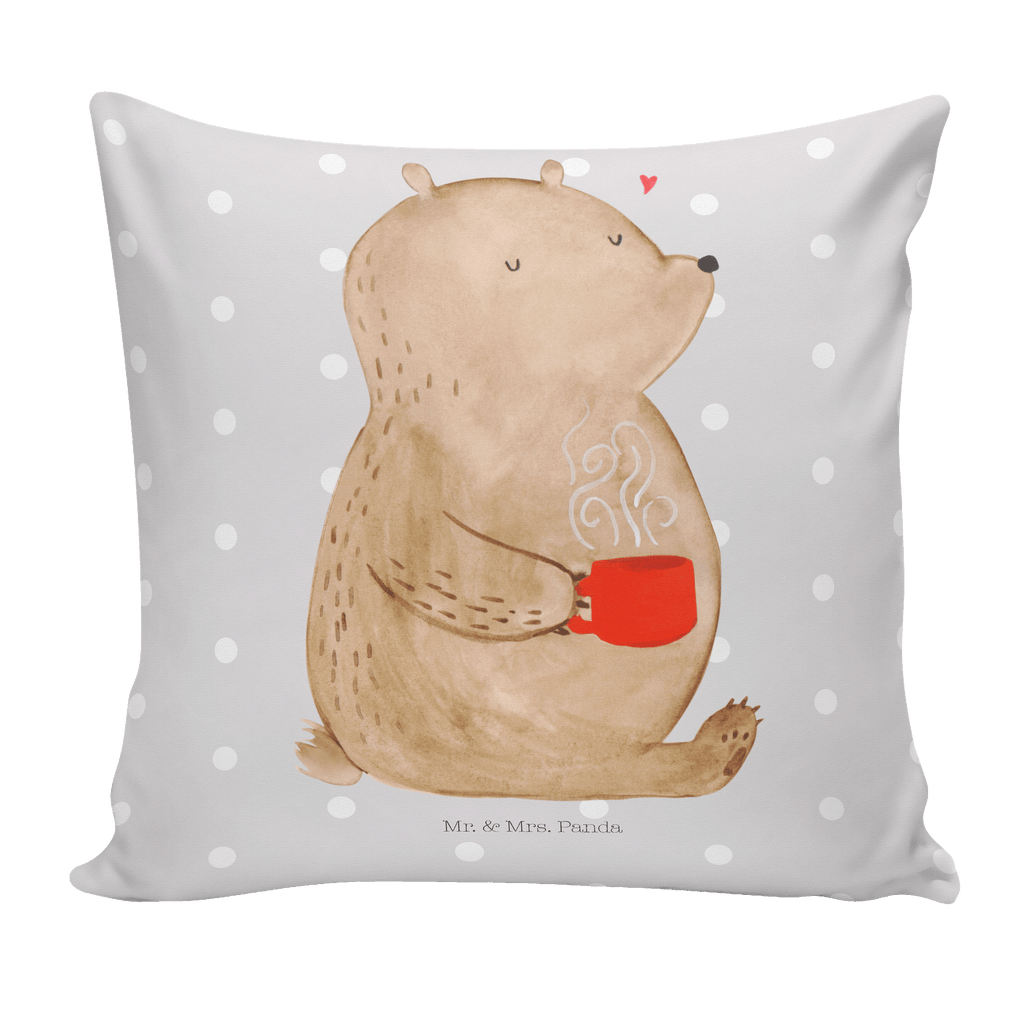 40x40 Kissen Bär Kaffee Kissenhülle, Kopfkissen, Sofakissen, Dekokissen, Motivkissen, Bär, Teddy, Teddybär, Kaffee, Coffee, Bären, guten Morgen, Morgenroutine, Welt erobern, Welt retten, Motivation