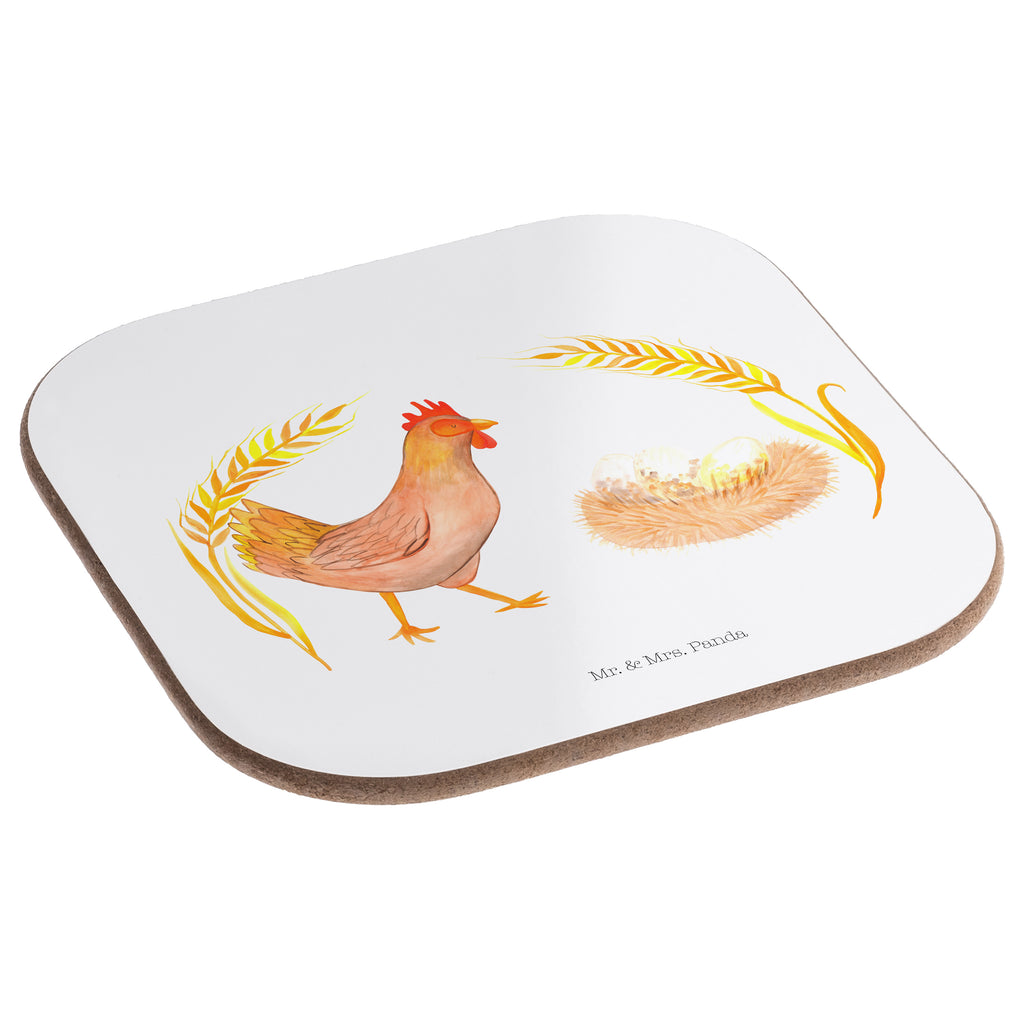 Quadratische Untersetzer Huhn stolz Bierdeckel, Glasuntersetzer, Untersetzer Gläser, Getränkeuntersetzer, Bauernhof, Hoftiere, Landwirt, Landwirtin, Hahn, Henne, Hühner, Eier, Hof, Landleben, Motivation, Geburt, Magie, Spruch, Schwangerschaft