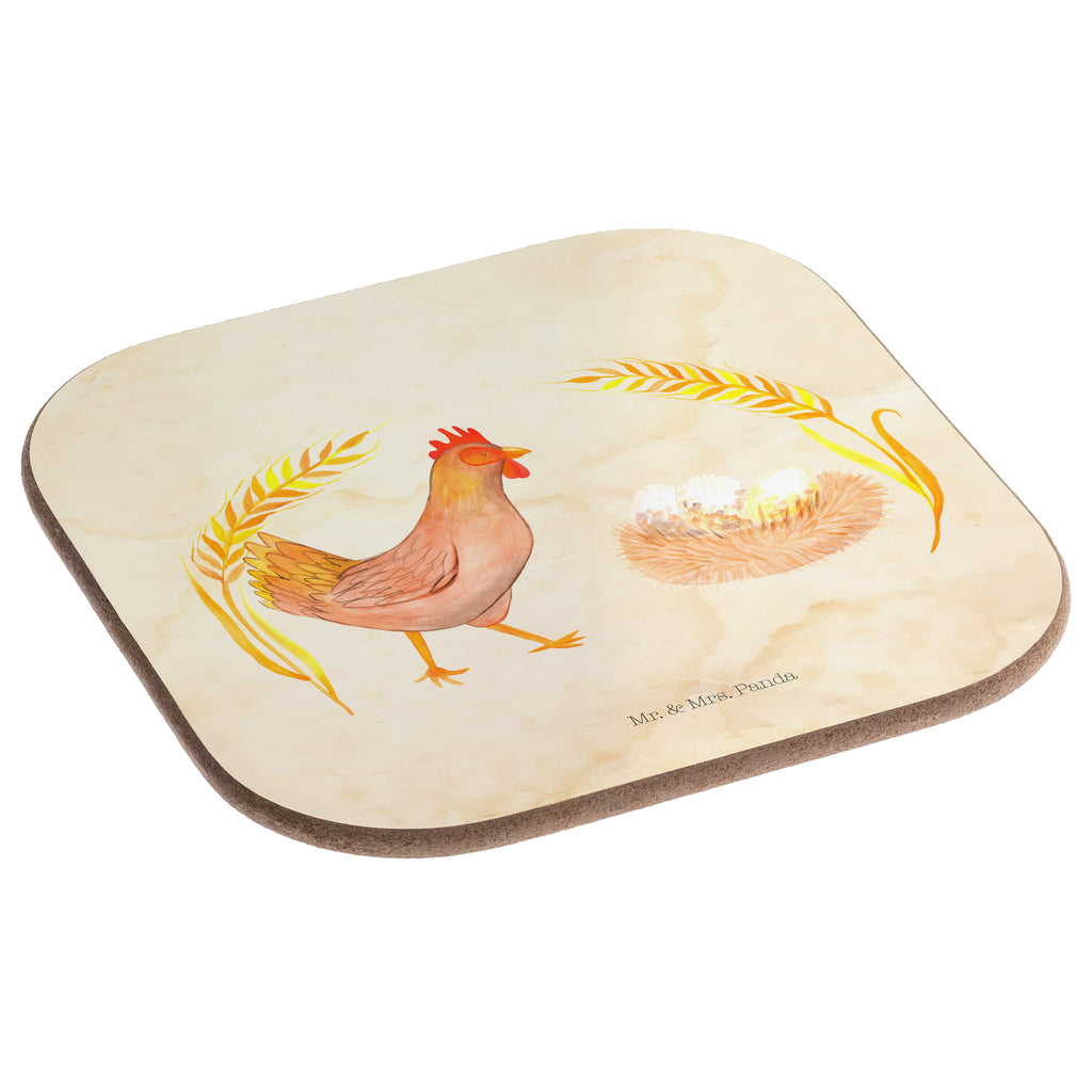 Quadratische Untersetzer Huhn stolz Bierdeckel, Glasuntersetzer, Untersetzer Gläser, Getränkeuntersetzer, Bauernhof, Hoftiere, Landwirt, Landwirtin, Hahn, Henne, Hühner, Eier, Hof, Landleben, Motivation, Geburt, Magie, Spruch, Schwangerschaft