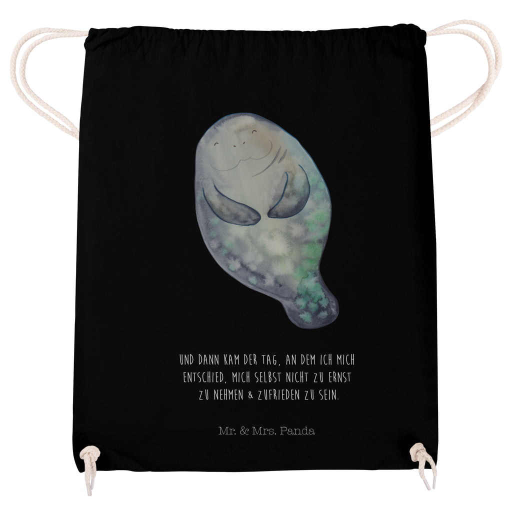 Sportbeutel Seekuh happy Turnbeutel, Beutel, Sporttasche, Tasche, Stoffbeutel, Meerestiere, Meer, Urlaub, Seekuh, Seekühe, Selbstliebe, Respekt, Neuanfang, Neustart, Achtsamkeit, Zufrieden, Liebeskummer, Freundin