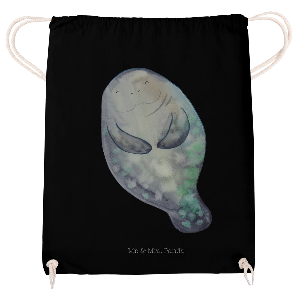 Sportbeutel Seekuh happy Turnbeutel, Beutel, Sporttasche, Tasche, Stoffbeutel, Meerestiere, Meer, Urlaub, Seekuh, Seekühe, Selbstliebe, Respekt, Neuanfang, Neustart, Achtsamkeit, Zufrieden, Liebeskummer, Freundin