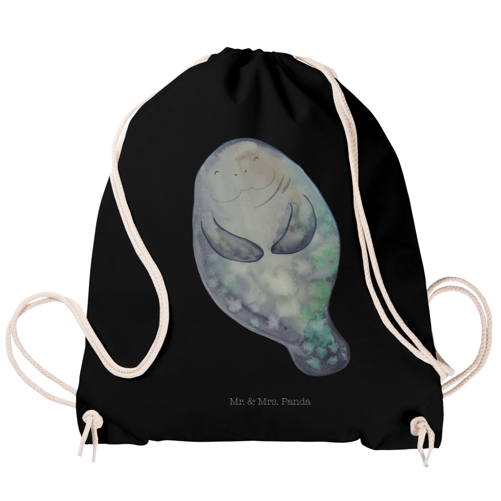 Sportbeutel Seekuh happy Turnbeutel, Beutel, Sporttasche, Tasche, Stoffbeutel, Meerestiere, Meer, Urlaub, Seekuh, Seekühe, Selbstliebe, Respekt, Neuanfang, Neustart, Achtsamkeit, Zufrieden, Liebeskummer, Freundin