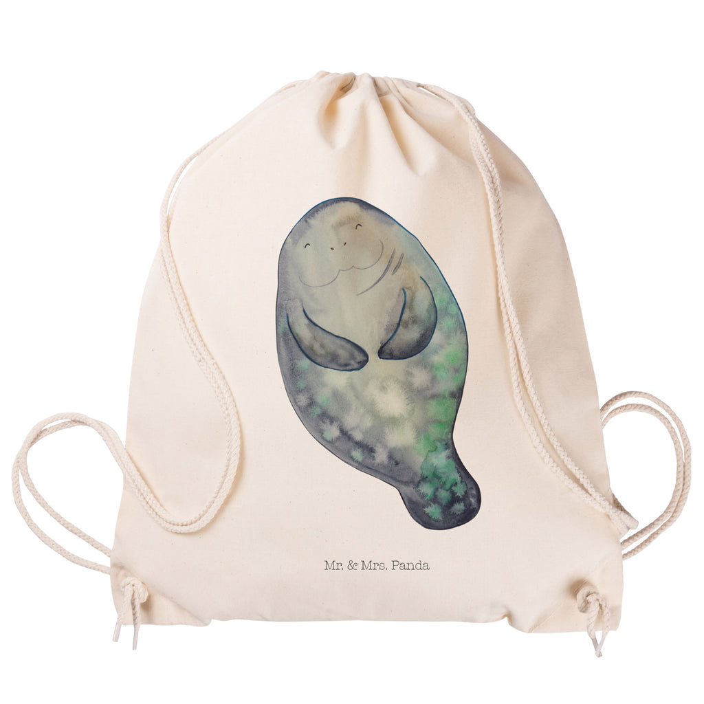 Sportbeutel Seekuh happy Turnbeutel, Beutel, Sporttasche, Tasche, Stoffbeutel, Meerestiere, Meer, Urlaub, Seekuh, Seekühe, Selbstliebe, Respekt, Neuanfang, Neustart, Achtsamkeit, Zufrieden, Liebeskummer, Freundin