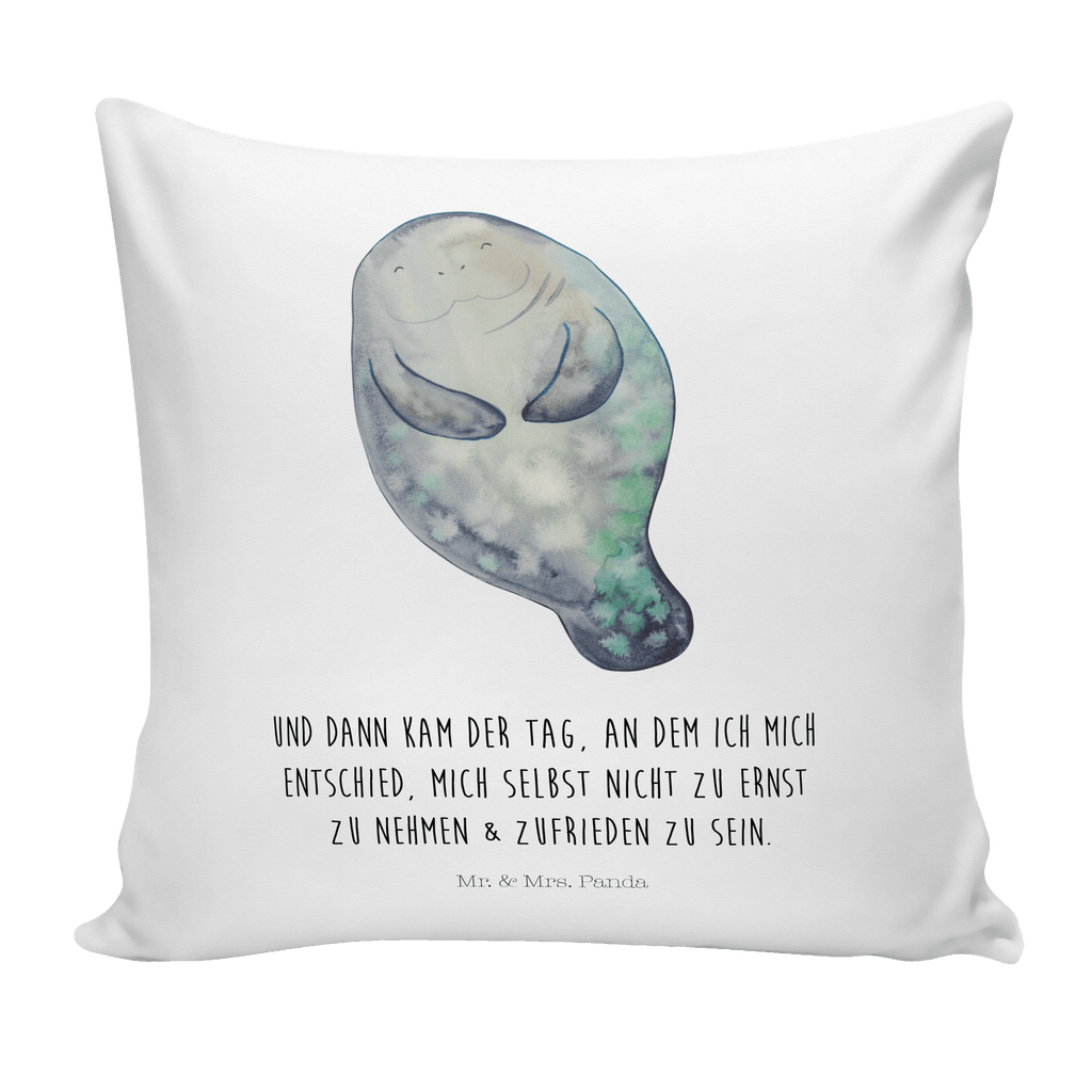 40x40 Kissen Seekuh happy Kissenhülle, Kopfkissen, Sofakissen, Dekokissen, Motivkissen, Meerestiere, Meer, Urlaub, Seekuh, Seekühe, Selbstliebe, Respekt, Neuanfang, Neustart, Achtsamkeit, Zufrieden, Liebeskummer, Freundin