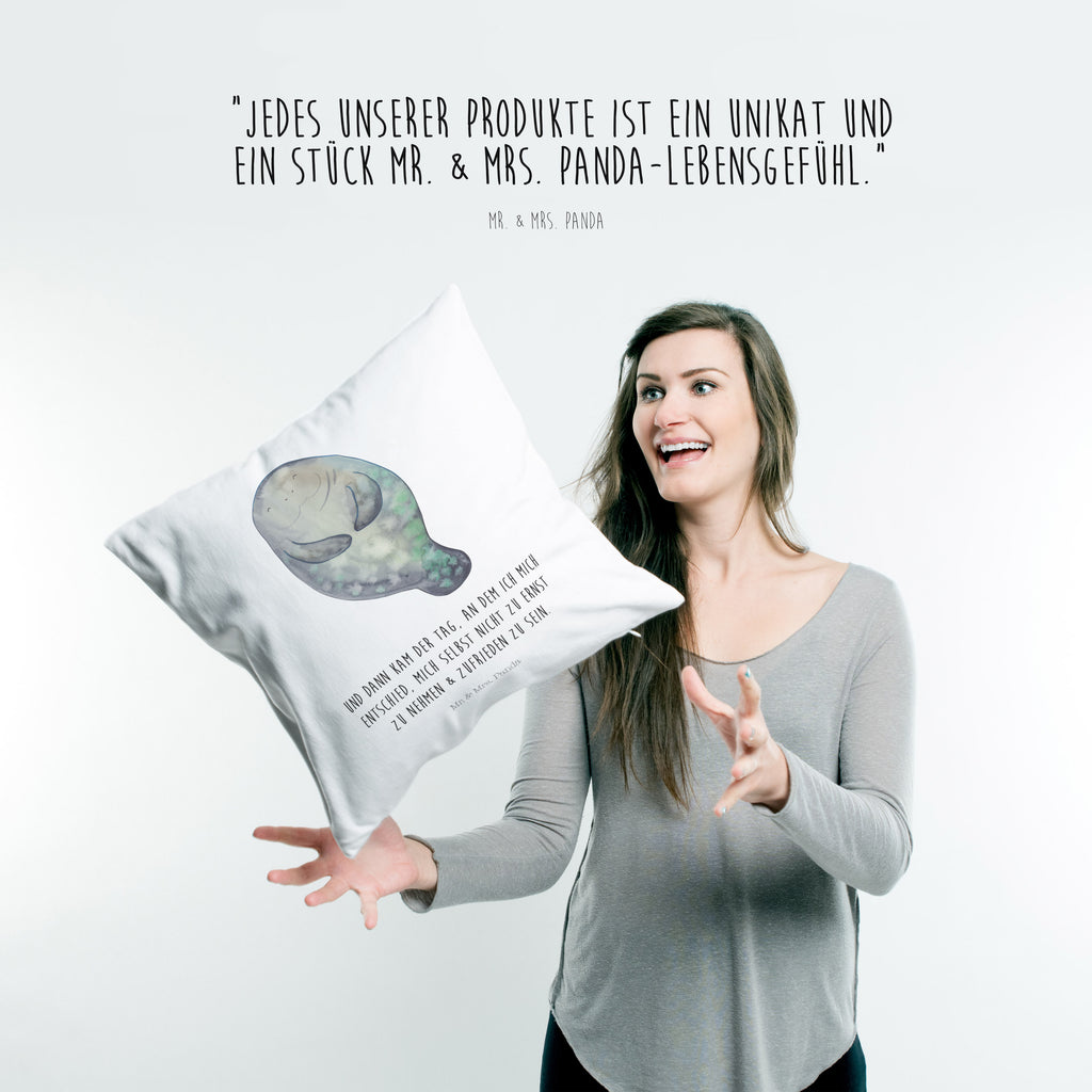 40x40 Kissen Seekuh happy Kissenhülle, Kopfkissen, Sofakissen, Dekokissen, Motivkissen, Meerestiere, Meer, Urlaub, Seekuh, Seekühe, Selbstliebe, Respekt, Neuanfang, Neustart, Achtsamkeit, Zufrieden, Liebeskummer, Freundin