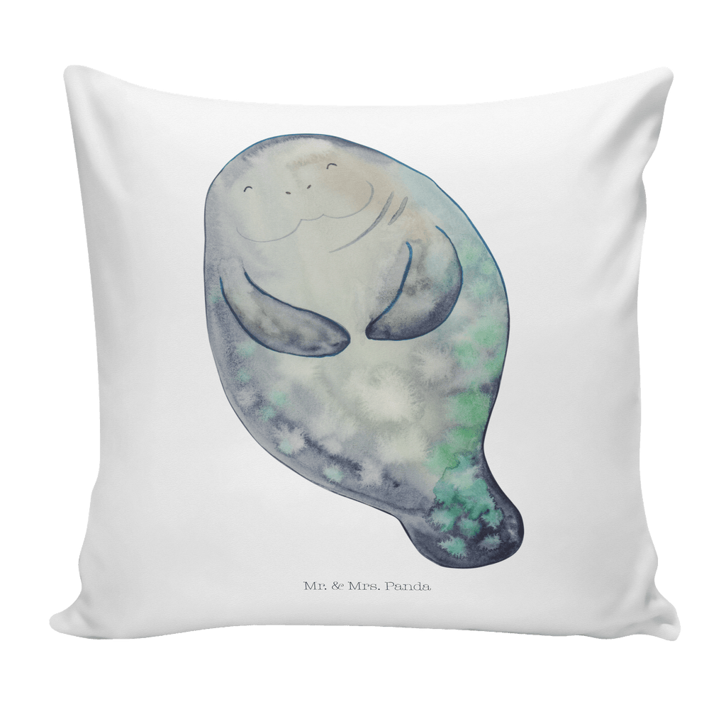 40x40 Kissen Seekuh happy Kissenhülle, Kopfkissen, Sofakissen, Dekokissen, Motivkissen, Meerestiere, Meer, Urlaub, Seekuh, Seekühe, Selbstliebe, Respekt, Neuanfang, Neustart, Achtsamkeit, Zufrieden, Liebeskummer, Freundin