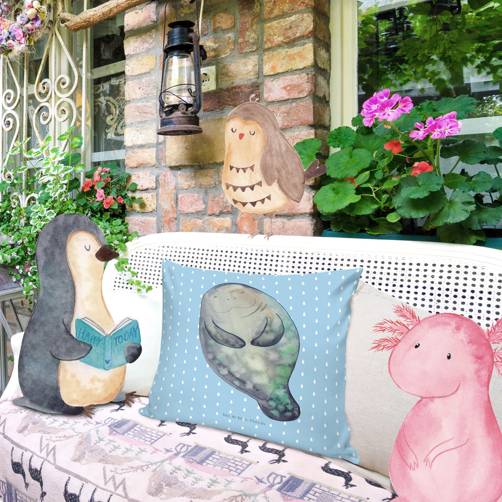 40x40 Kissen Seekuh happy Kissenhülle, Kopfkissen, Sofakissen, Dekokissen, Motivkissen, Meerestiere, Meer, Urlaub, Seekuh, Seekühe, Selbstliebe, Respekt, Neuanfang, Neustart, Achtsamkeit, Zufrieden, Liebeskummer, Freundin