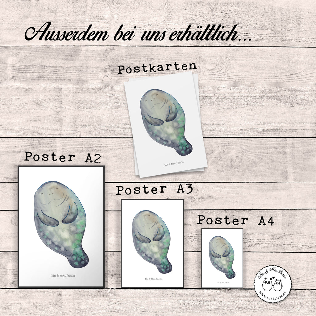 Poster Seekuh happy Poster, Wandposter, Bild, Wanddeko, Küchenposter, Kinderposter, Wanddeko Bild, Raumdekoration, Wanddekoration, Handgemaltes Poster, Mr. & Mrs. Panda Poster, Designposter, Kunstdruck, Posterdruck, Meerestiere, Meer, Urlaub, Seekuh, Seekühe, Selbstliebe, Respekt, Neuanfang, Neustart, Achtsamkeit, Zufrieden, Liebeskummer, Freundin