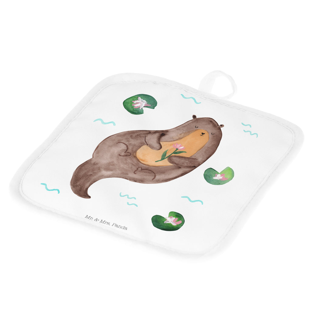 2er Set Topflappen  Otter mit Seerose Topflappen, Topfuntersetzer, Ofenhandschuh, Topflappen Set, Topflappen lustig, Topflappen mit Spruch, Otter, Fischotter, Seeotter, Otter Seeotter See Otter