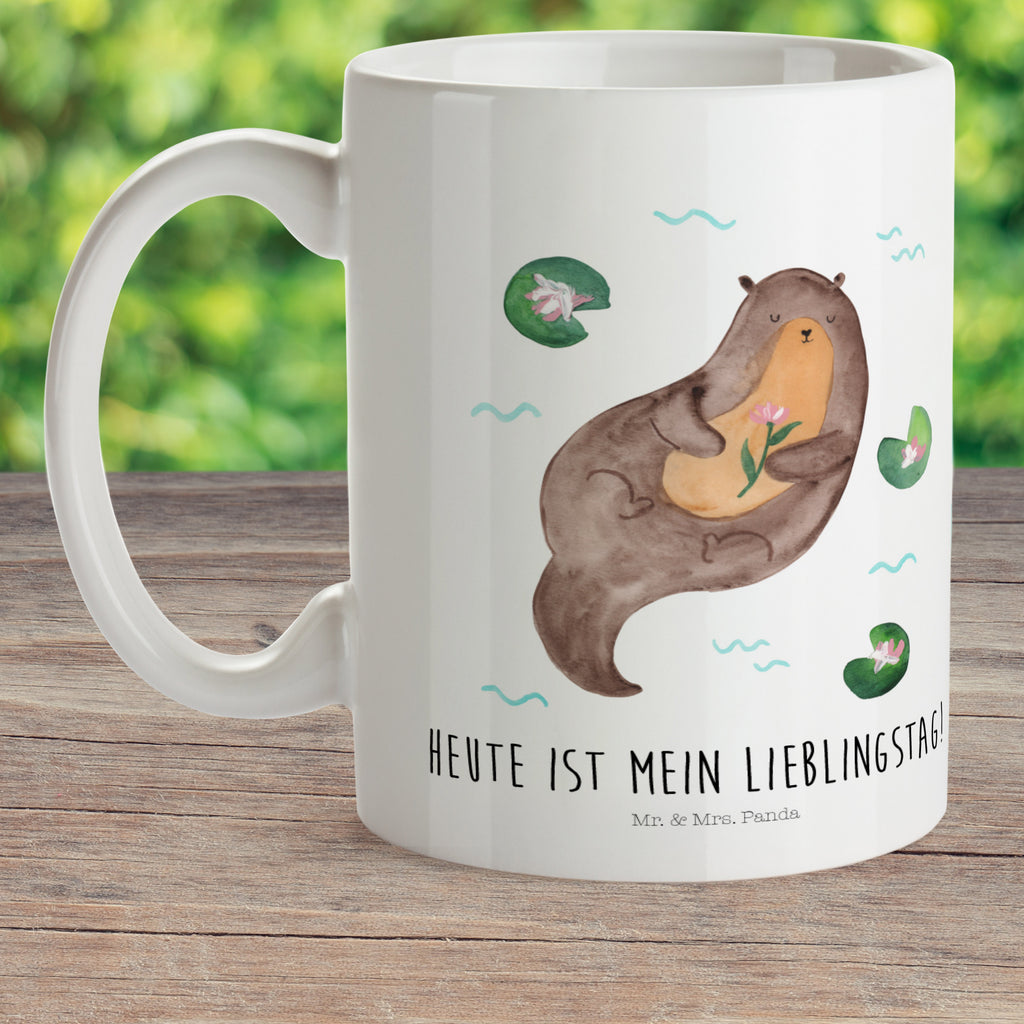 Kindertasse Otter mit Seerose Kunststoff Tasse, Kindergarten, Tasse, Trinkbecher, Camping Becher, Kaffeetasse, Kunststoffbecher, Kindergartenbecher, Outdoorgeschirr, Kunststoffgeschirr, Reisebecher, Reisetasse, Kinderbecher, Otter, Fischotter, Seeotter, Otter Seeotter See Otter