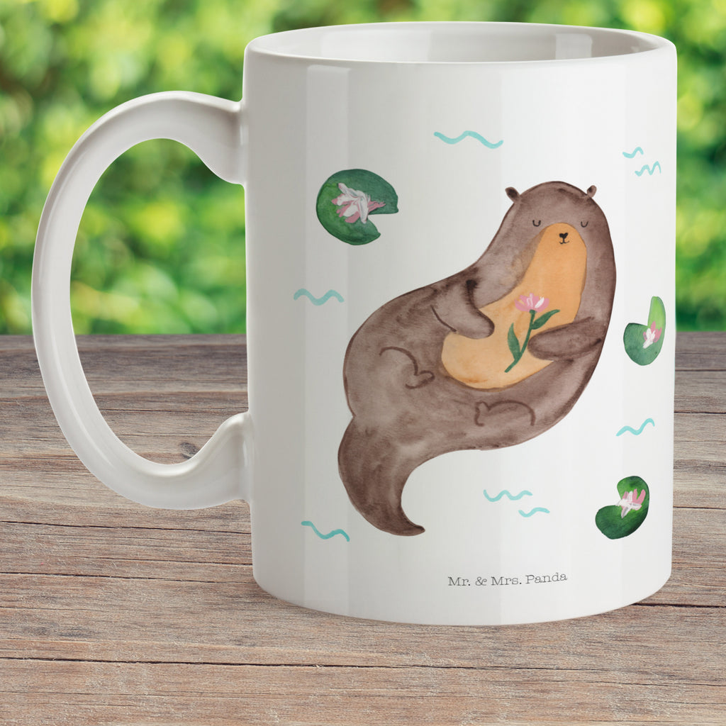 Kindertasse Otter mit Seerose Kunststoff Tasse, Kindergarten, Tasse, Trinkbecher, Camping Becher, Kaffeetasse, Kunststoffbecher, Kindergartenbecher, Outdoorgeschirr, Kunststoffgeschirr, Reisebecher, Reisetasse, Kinderbecher, Otter, Fischotter, Seeotter, Otter Seeotter See Otter