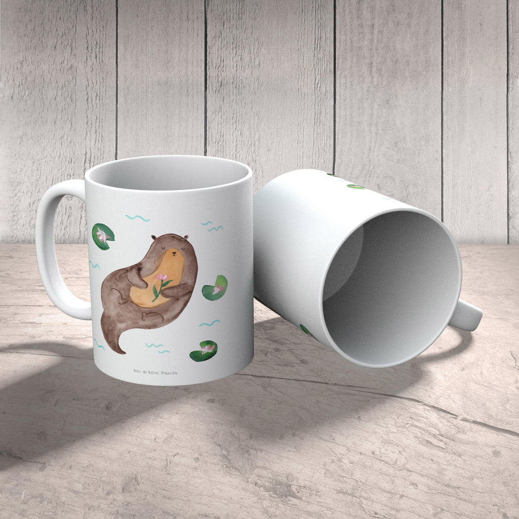 Kindertasse Otter mit Seerose Kunststoff Tasse, Kindergarten, Tasse, Trinkbecher, Camping Becher, Kaffeetasse, Kunststoffbecher, Kindergartenbecher, Outdoorgeschirr, Kunststoffgeschirr, Reisebecher, Reisetasse, Kinderbecher, Otter, Fischotter, Seeotter, Otter Seeotter See Otter