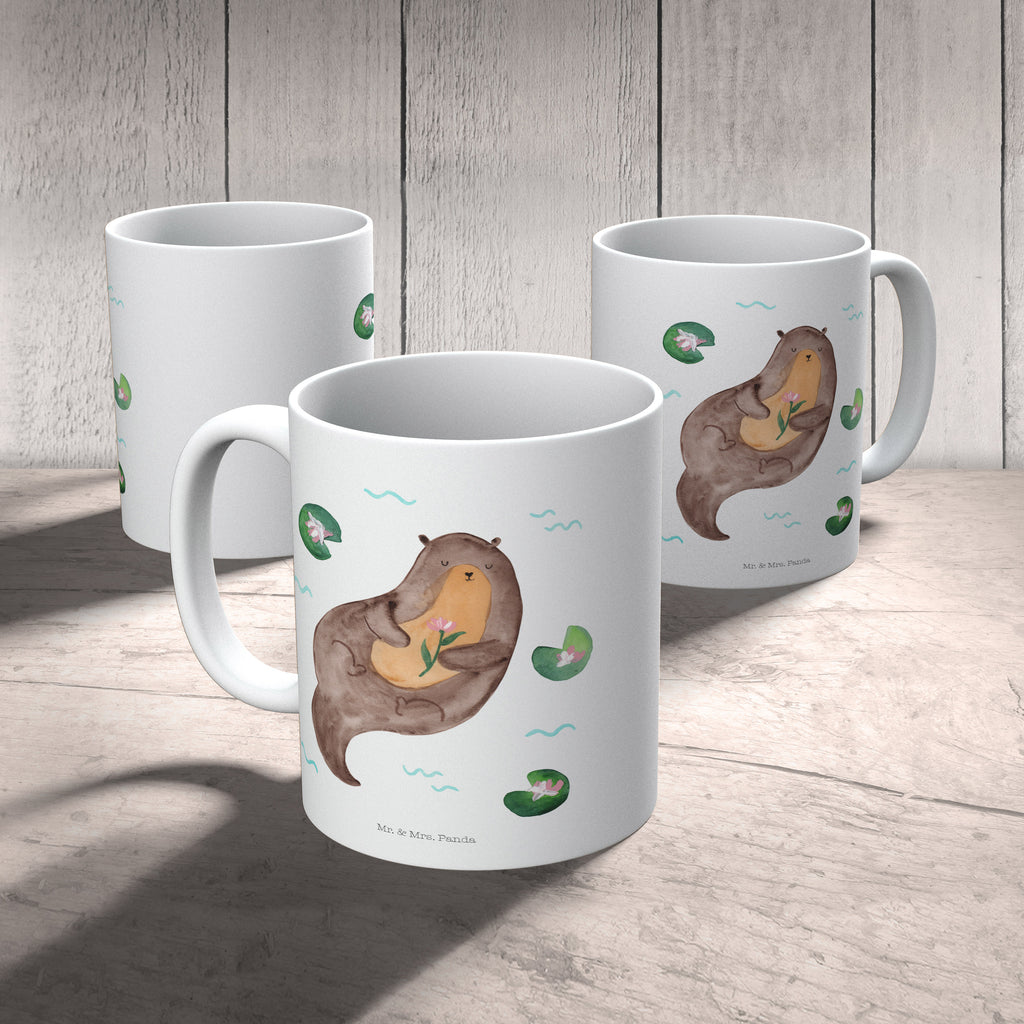 Kindertasse Otter mit Seerose Kunststoff Tasse, Kindergarten, Tasse, Trinkbecher, Camping Becher, Kaffeetasse, Kunststoffbecher, Kindergartenbecher, Outdoorgeschirr, Kunststoffgeschirr, Reisebecher, Reisetasse, Kinderbecher, Otter, Fischotter, Seeotter, Otter Seeotter See Otter