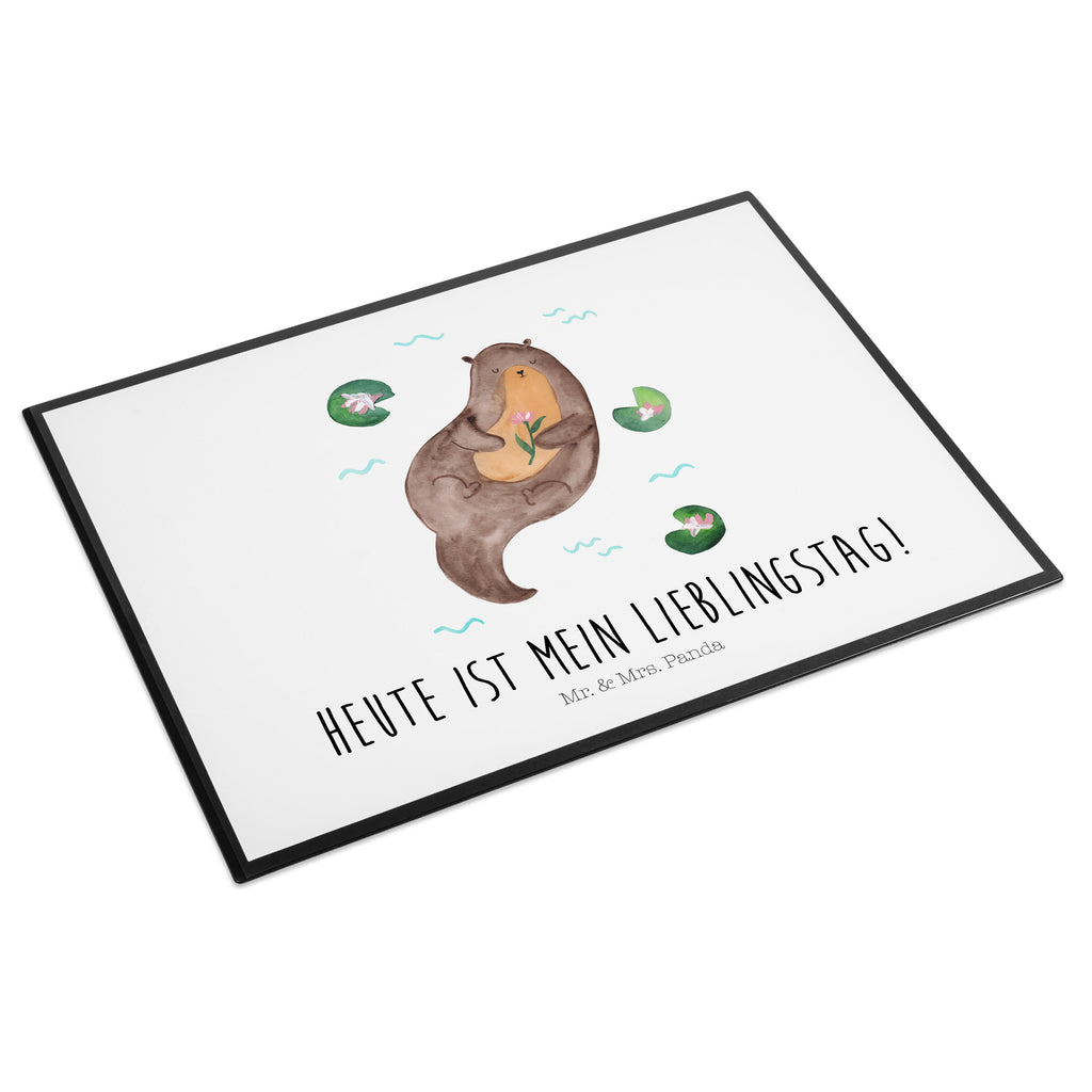 Schreibtischunterlage Otter mit Seerose Schreibunterlage, Schreibtischauflage, Bürobedarf, Büroartikel, Schreibwaren, Schreibtisch Unterlagen, Schreibtischunterlage Groß, Otter, Fischotter, Seeotter, Otter Seeotter See Otter