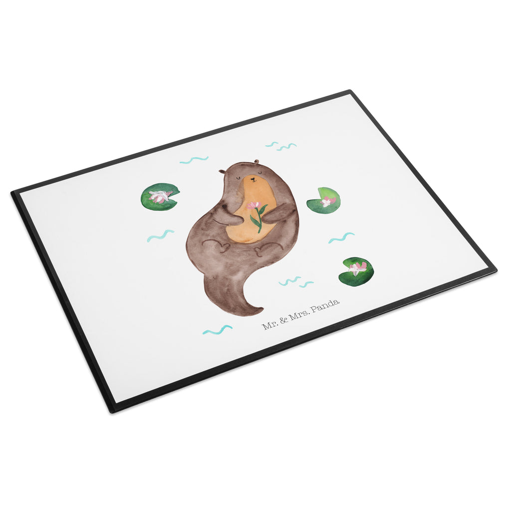 Schreibtischunterlage Otter mit Seerose Schreibunterlage, Schreibtischauflage, Bürobedarf, Büroartikel, Schreibwaren, Schreibtisch Unterlagen, Schreibtischunterlage Groß, Otter, Fischotter, Seeotter, Otter Seeotter See Otter