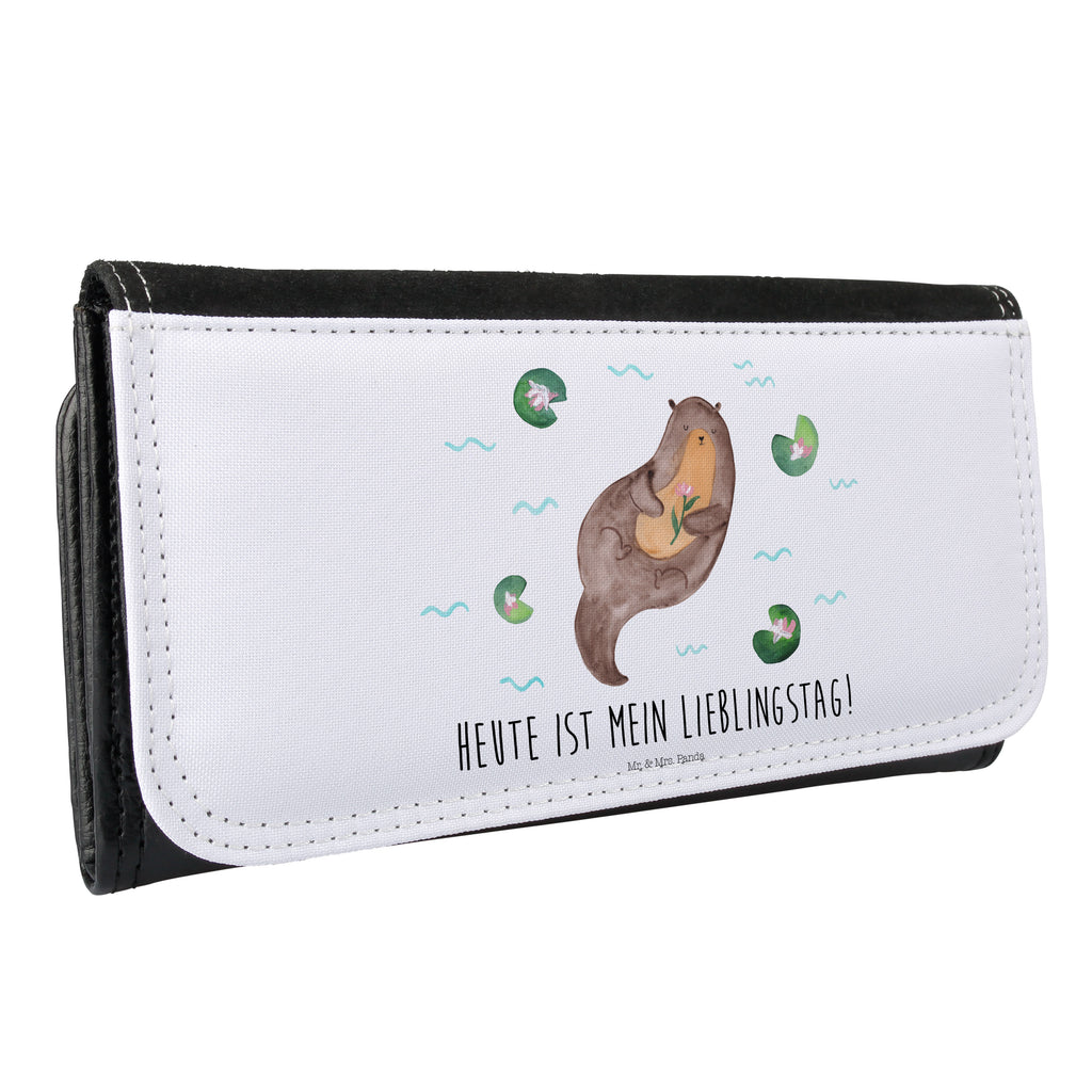 Damen Portemonnaie Otter mit Seerose Portemonnaie, Portemonee, Geldbörse, Damen, Groß, XXL, Geldbeutel, Portemonnaies, Otter, Fischotter, Seeotter, Otter Seeotter See Otter
