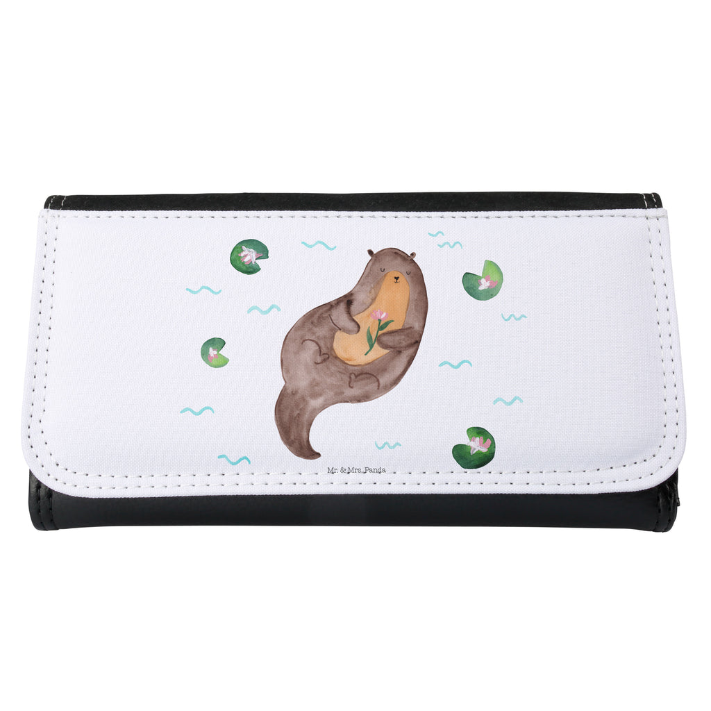 Damen Portemonnaie Otter mit Seerose Portemonnaie, Portemonee, Geldbörse, Damen, Groß, XXL, Geldbeutel, Portemonnaies, Otter, Fischotter, Seeotter, Otter Seeotter See Otter