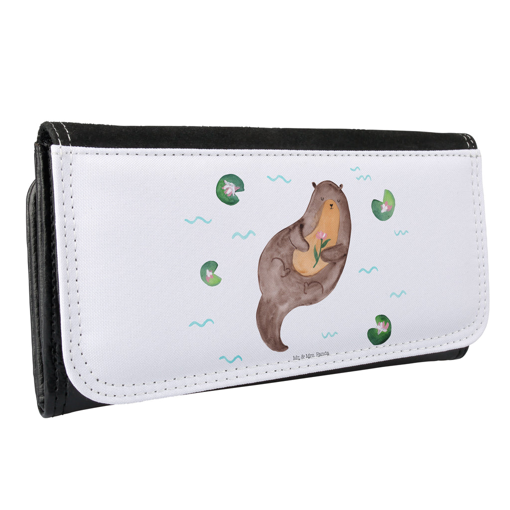 Damen Portemonnaie Otter mit Seerose Portemonnaie, Portemonee, Geldbörse, Damen, Groß, XXL, Geldbeutel, Portemonnaies, Otter, Fischotter, Seeotter, Otter Seeotter See Otter