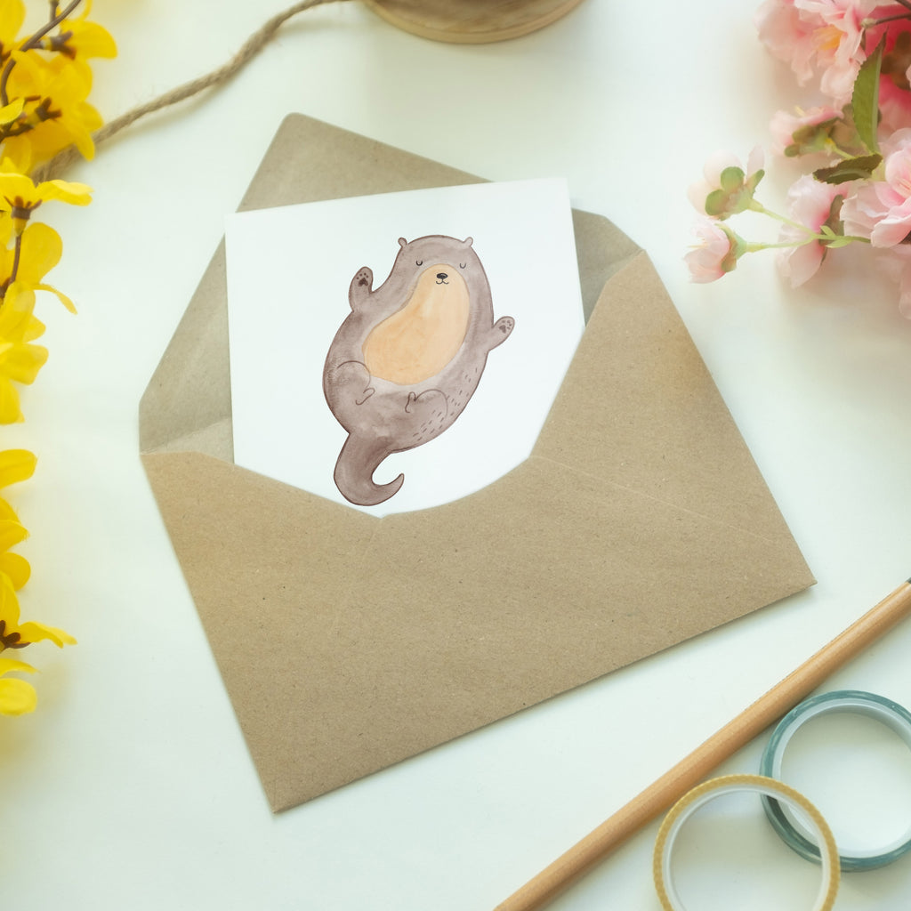 Grußkarte Otter Umarmen Klappkarte, Einladungskarte, Glückwunschkarte, Hochzeitskarte, Geburtstagskarte, Karte, Otter, Fischotter, Seeotter, Otter Seeotter See Otter